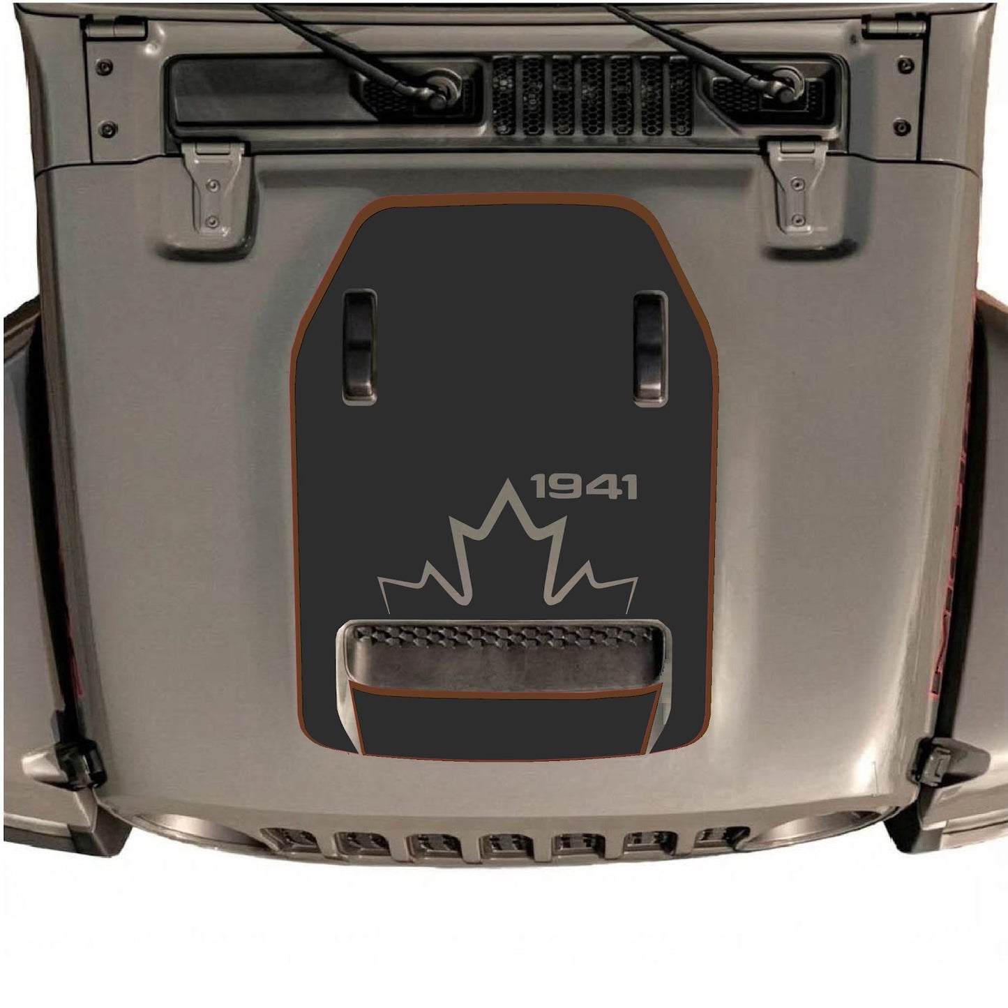 CarCode hood decal for Jeep Wrangler JL/JLU Rubicon 392 and JT Gladiator Mojave 2020-2026, style #77, shown on vehicle hood.
