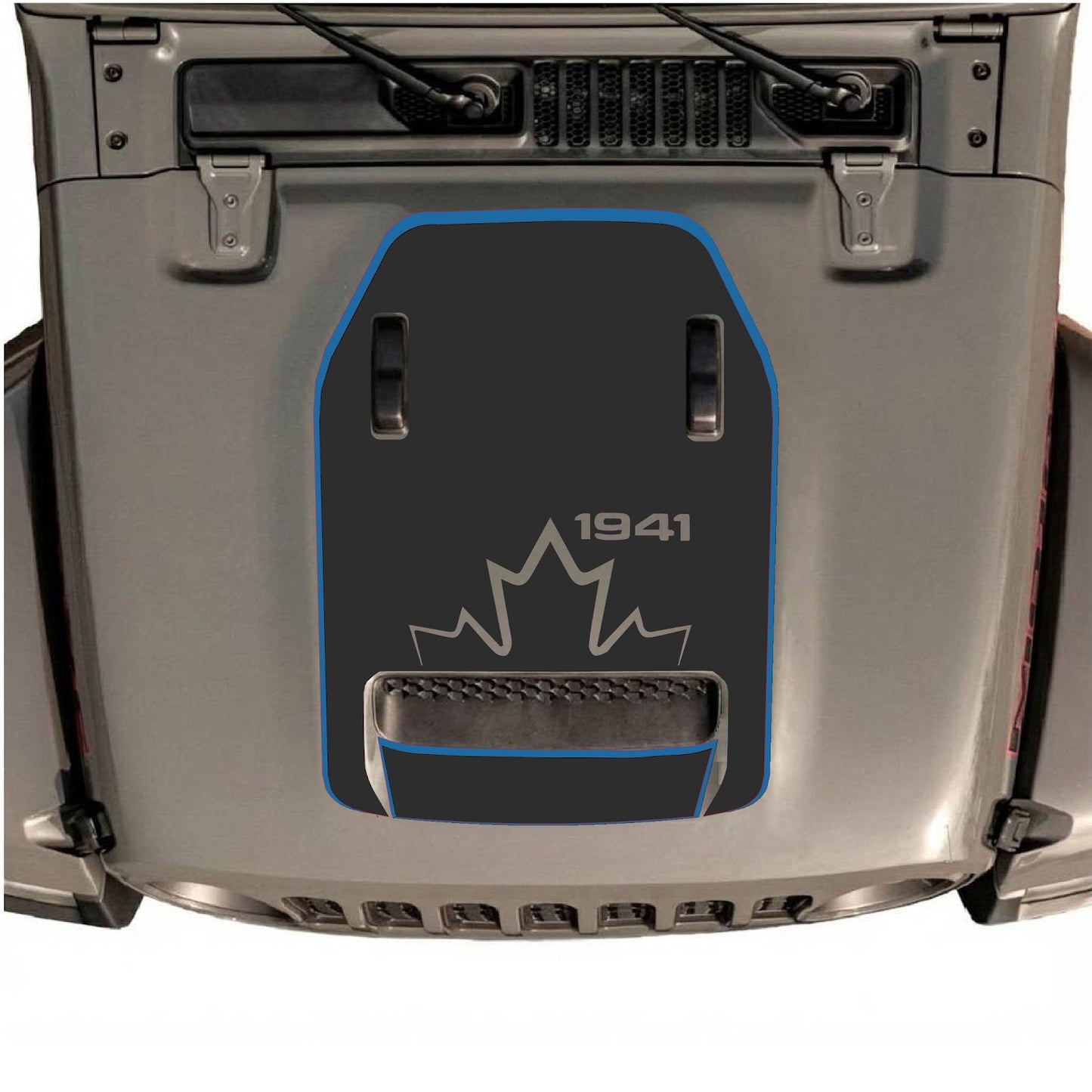 CarCode hood decal for Jeep Wrangler JL/JLU Rubicon 392 and Gladiator Mojave 2020-2026, style #77, shown on vehicle hood.
