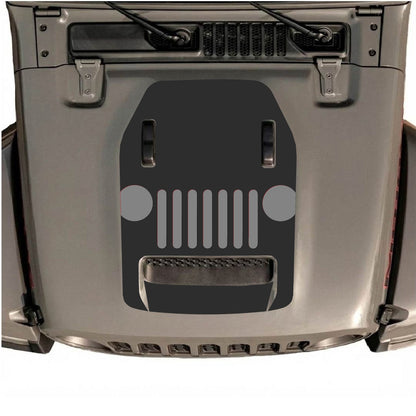 CarCode hood decal for Jeep Wrangler JL/JLU Rubicon 392 and JT Gladiator Mojave 2020-2026, style #04, shown on vehicle hood.