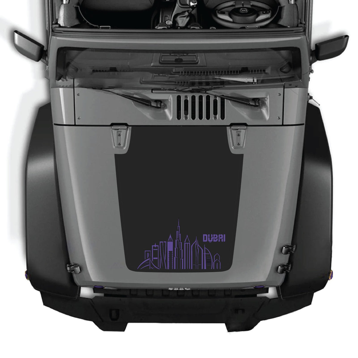 CarCode hood decal for Jeep Wrangler JK/JKU 2007-2018, style #23, featuring a sleek, custom graphic design on the vehicle's hood.