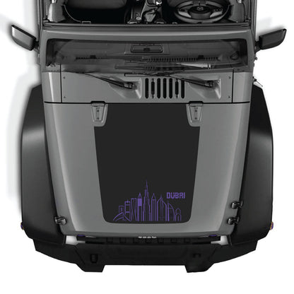 CarCode hood decal for Jeep Wrangler JK/JKU 2007-2018, style #23, featuring a sleek, custom graphic design on the vehicle's hood.