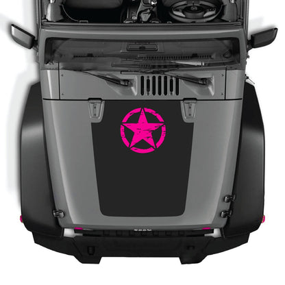 CarCode hood decal for Jeep Wrangler JK/JKU 2007-2018, style #45, shown applied on vehicle's hood in the image.