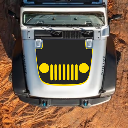 CarCode Jeep Wrangler JL Gladiator JT hood decal, stylish #37 design on standard hood for 2018+ Jeep models.