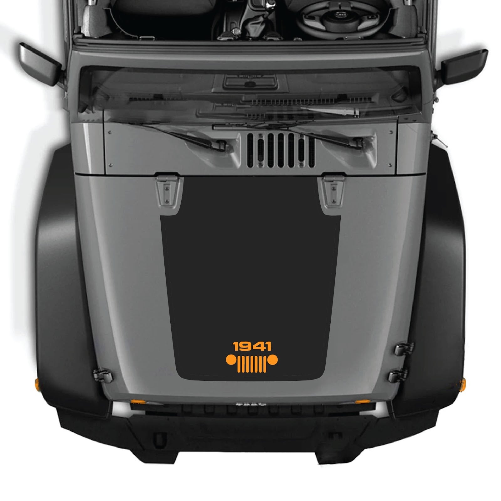 CarCode hood decal for Jeep Wrangler JK/JKU 2007-2018, Style #53, featuring a sleek design visible on the vehicle's hood.