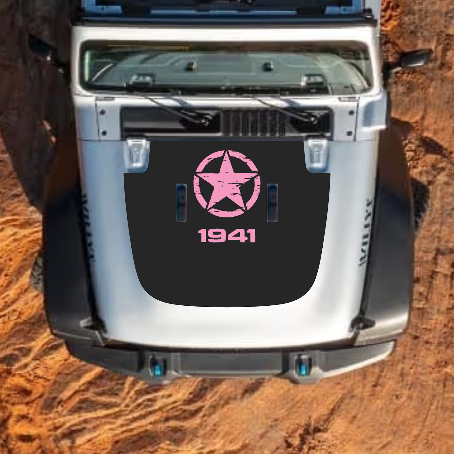 CarCode hood decal for Jeep Wrangler JL and Gladiator JT, stylish standard hood decal with #52 design, 2018+ models