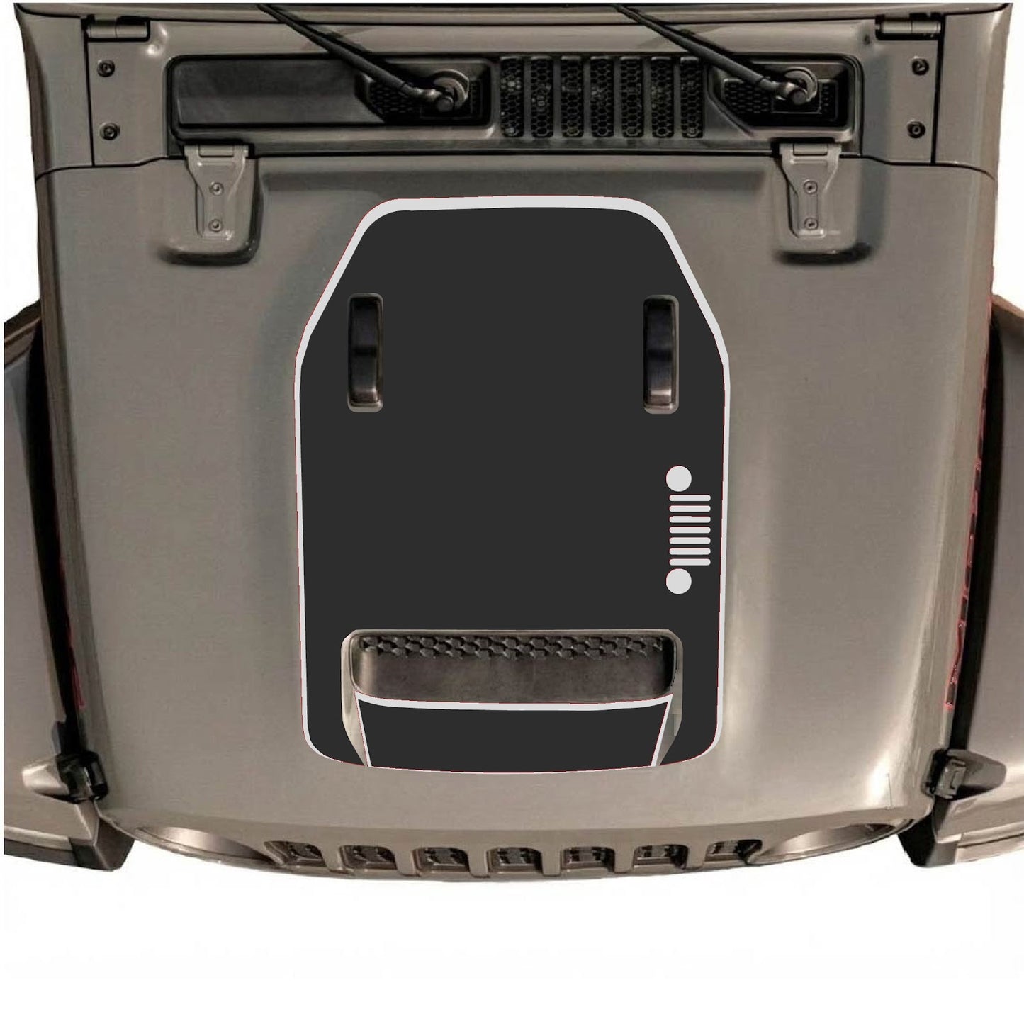 CarCode hood decal for Jeep Wrangler JL/JLU Rubicon 392 and JT Gladiator Mojave, style #57, showcasing the stylish graphic design.