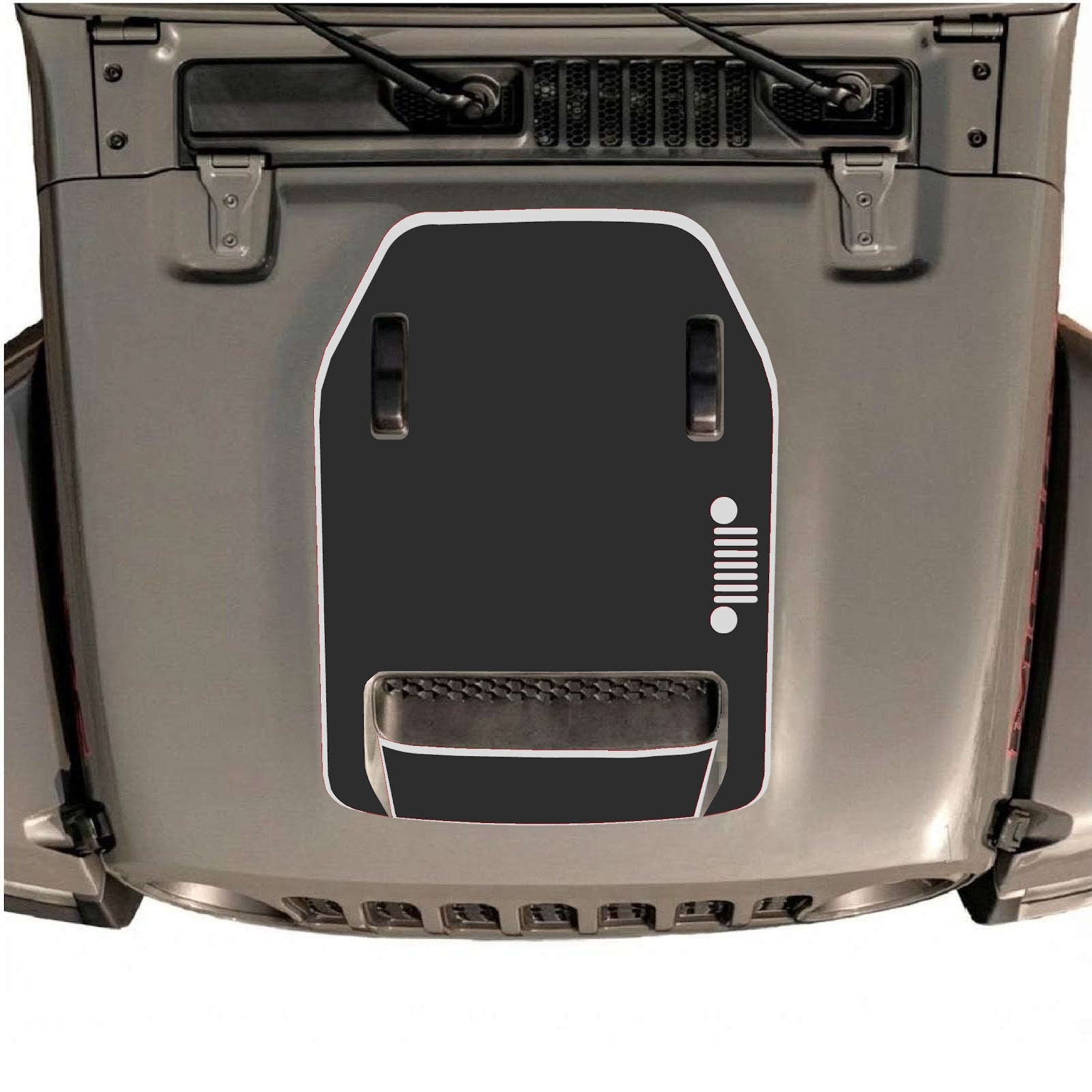 CarCode hood decal for Jeep Wrangler JL/JLU Rubicon 392 and JT Gladiator Mojave, style #57, showcasing the stylish graphic design.