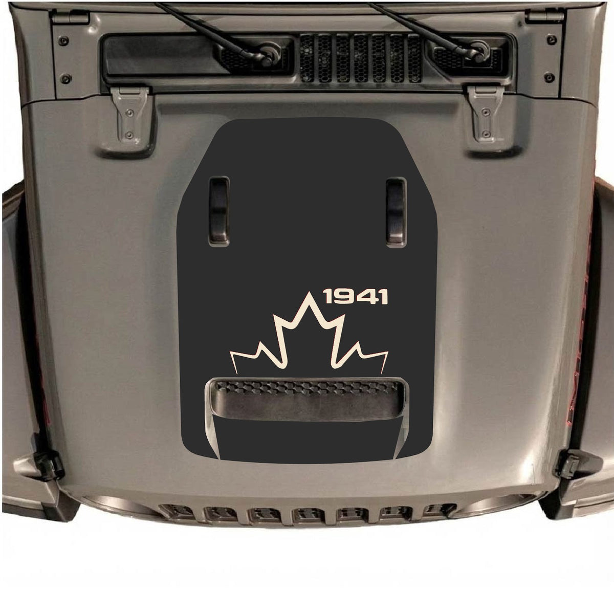 CarCode hood decal for Jeep Wrangler JL/JLU Rubicon 392 and Gladiator Mojave 2020-2026, style #18, shown on vehicle hood.