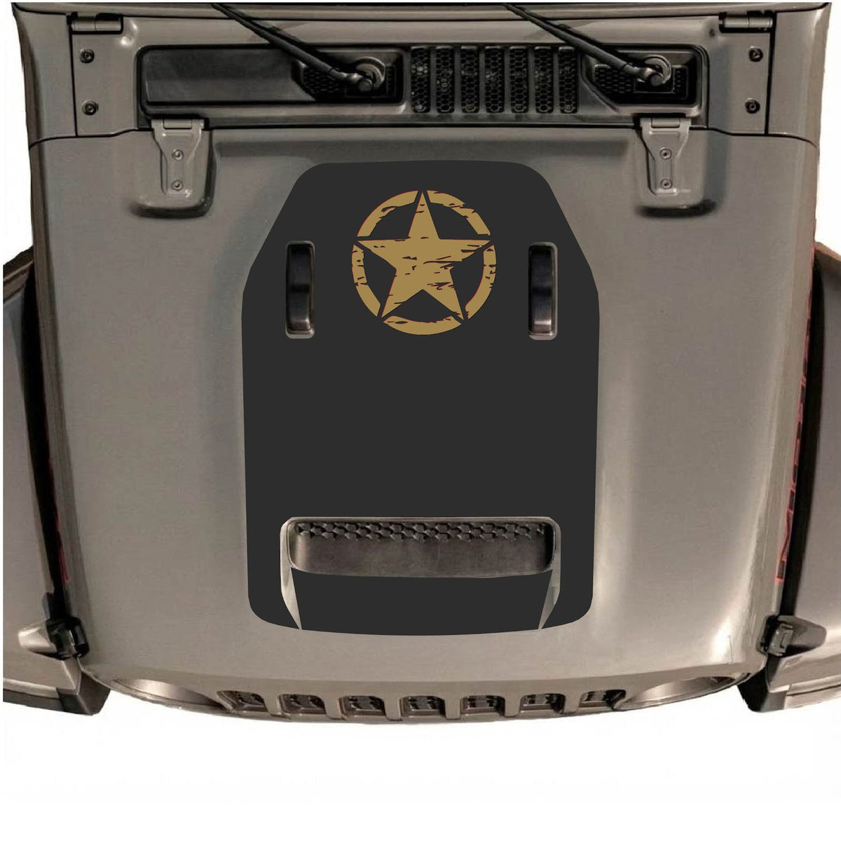 Autocollant de capot CarCode pour Jeep Wrangler JL/JLU Rubicon 392 et JT Gladiator Mojave, style #42, motif noir sur le capot du véhicule