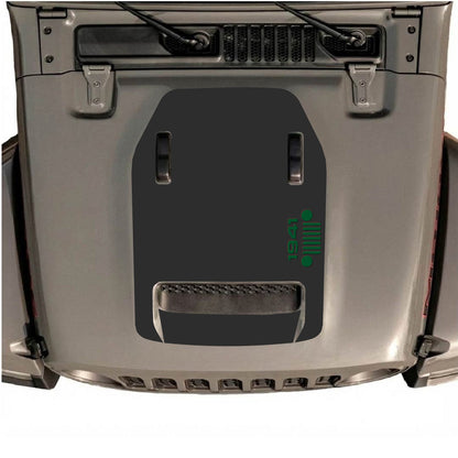 CarCode hood decal for Jeep Wrangler JL/JLU Rubicon 392 and JT Gladiator Mojave 2020-2026, style #56, shown on vehicle hood.