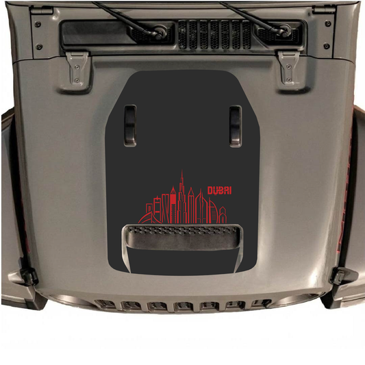 Jeep Wrangler JL/JLU Rubicon 392 and Gladiator Mojave hood decal by CarCode, style #14, featuring bold graphic design.