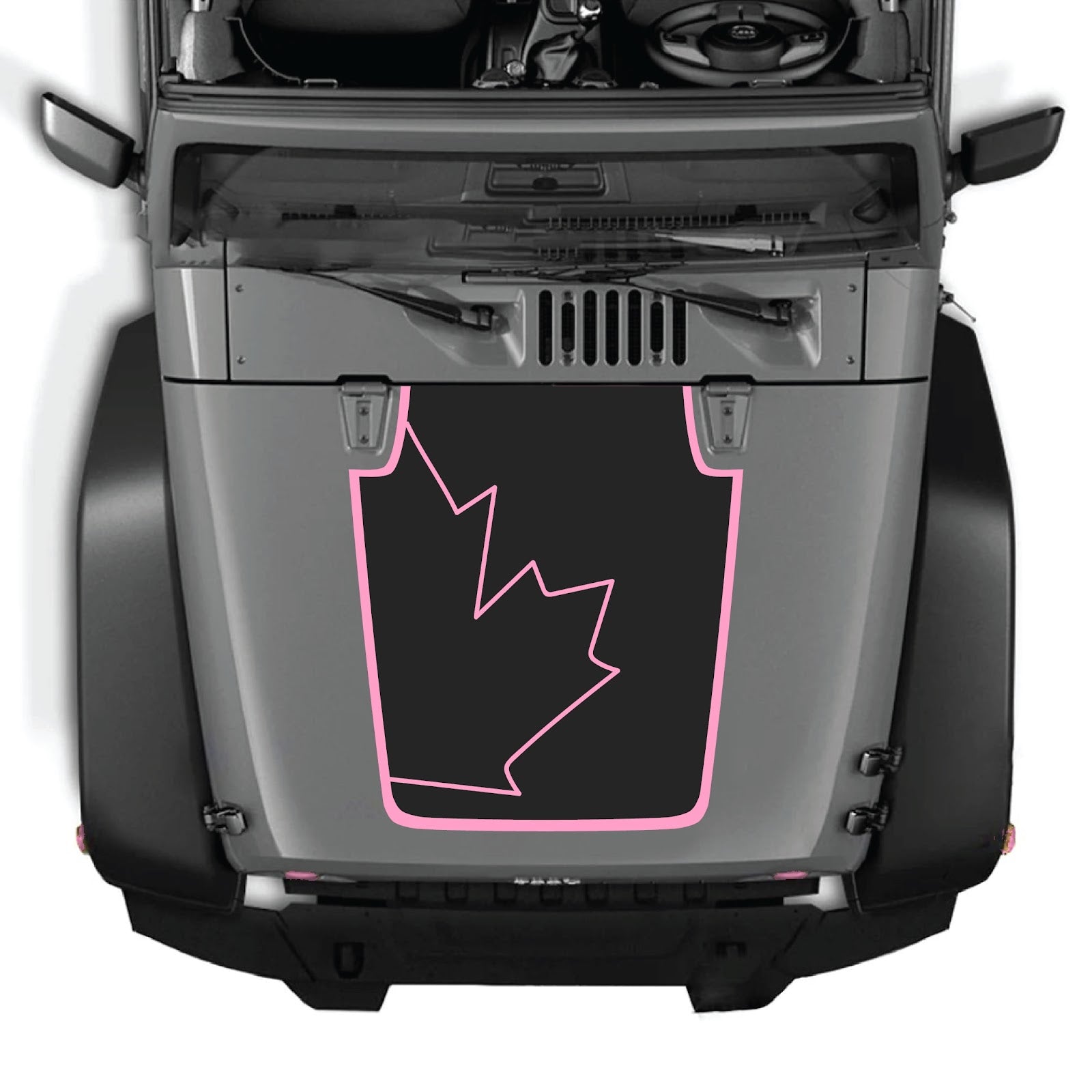 CarCode hood decal for Jeep Wrangler JK/JKU 2007-2018, Style #15, shown applied on the vehicle's hood.