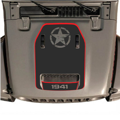 CarCode hood decal for Jeep Wrangler JL/JLU Rubicon 392 and JT Gladiator Mojave, stylish design on vehicle hood.