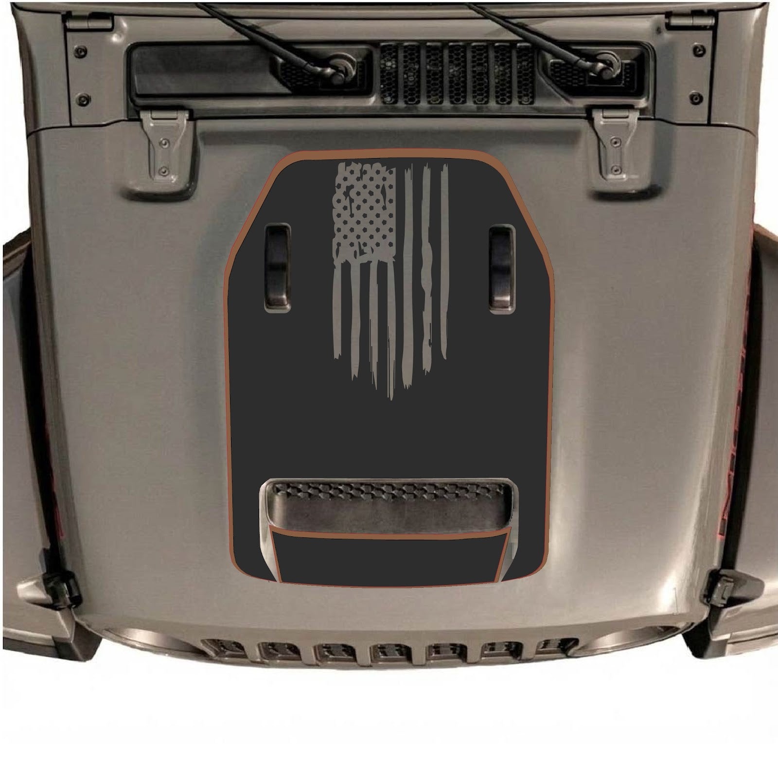 CarCode Hood Decal for Jeep Wrangler JL/JLU Rubicon 392 and JT Gladiator Mojave 2020-2026, style #84, shown on vehicle hood
