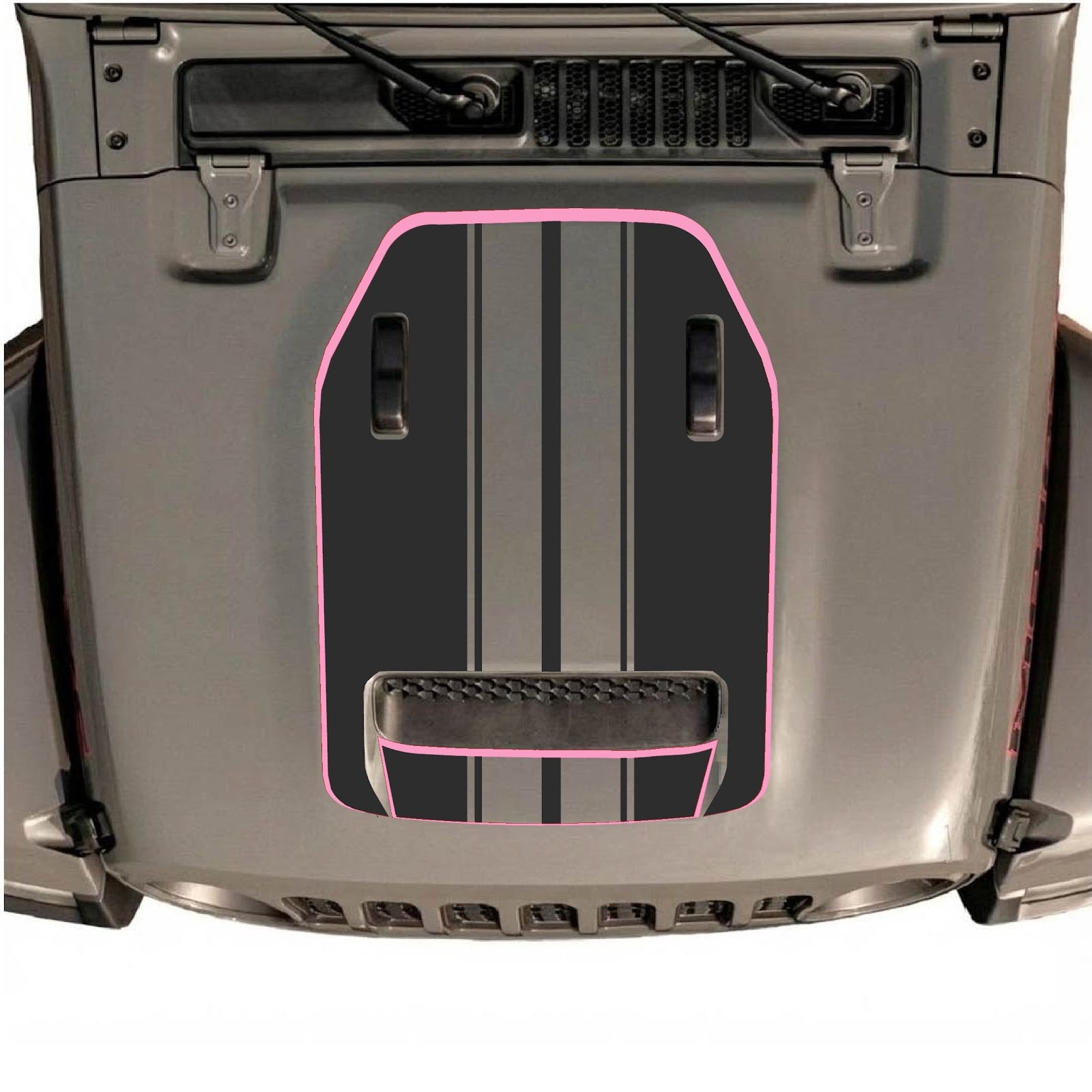 CarCode hood decal for Jeep Wrangler JL/JLU Rubicon 392 and JT Gladiator Mojave 2020-2026, stylish automotive decal design.