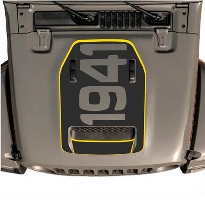 CarCode hood decal for Jeep Wrangler JL/JLU Rubicon 392 and JT Gladiator Mojave, style #68, shown on vehicle hood.