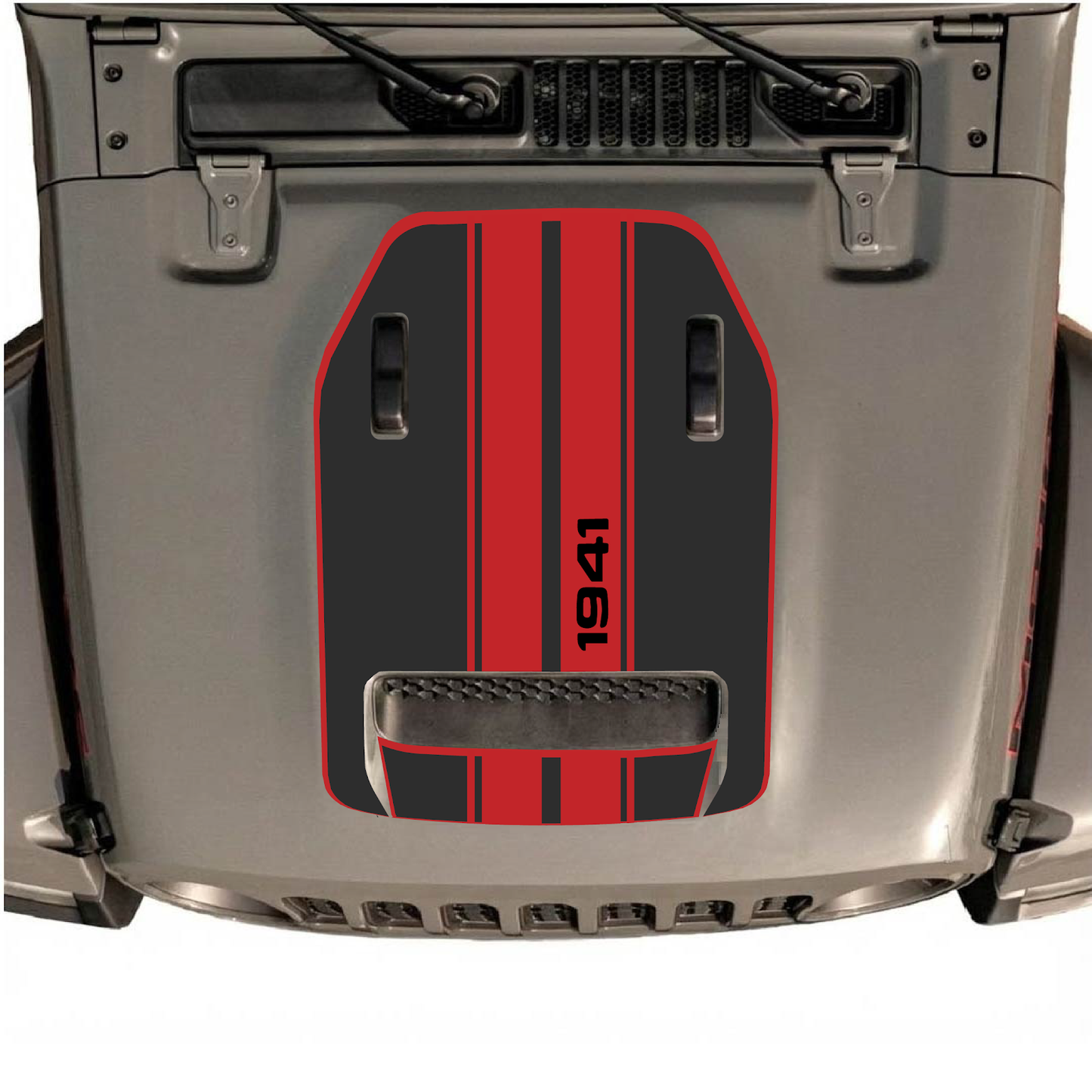CarCode hood decal for Jeep Wrangler JL/JLU Rubicon 392 and JT Gladiator Mojave, style #07, shown on vehicle hood.