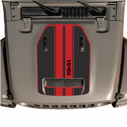 CarCode hood decal for Jeep Wrangler JL/JLU Rubicon 392 and JT Gladiator Mojave, style #07, shown on vehicle hood.