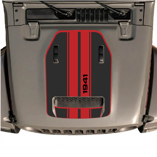 CarCode hood decal for Jeep Wrangler JL/JLU Rubicon 392 and JT Gladiator Mojave, style #07, shown on vehicle hood.