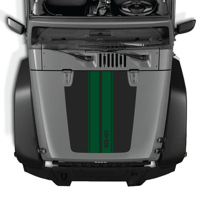 Jeep Wrangler JK/JKU hood decal by CarCode, Style #01, black and gray graphic design on vehicle hood