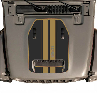 CarCode hood decal for Jeep Wrangler JL/JLU Rubicon 392 and JT Gladiator Mojave, style #71, black and white graphic design on hood