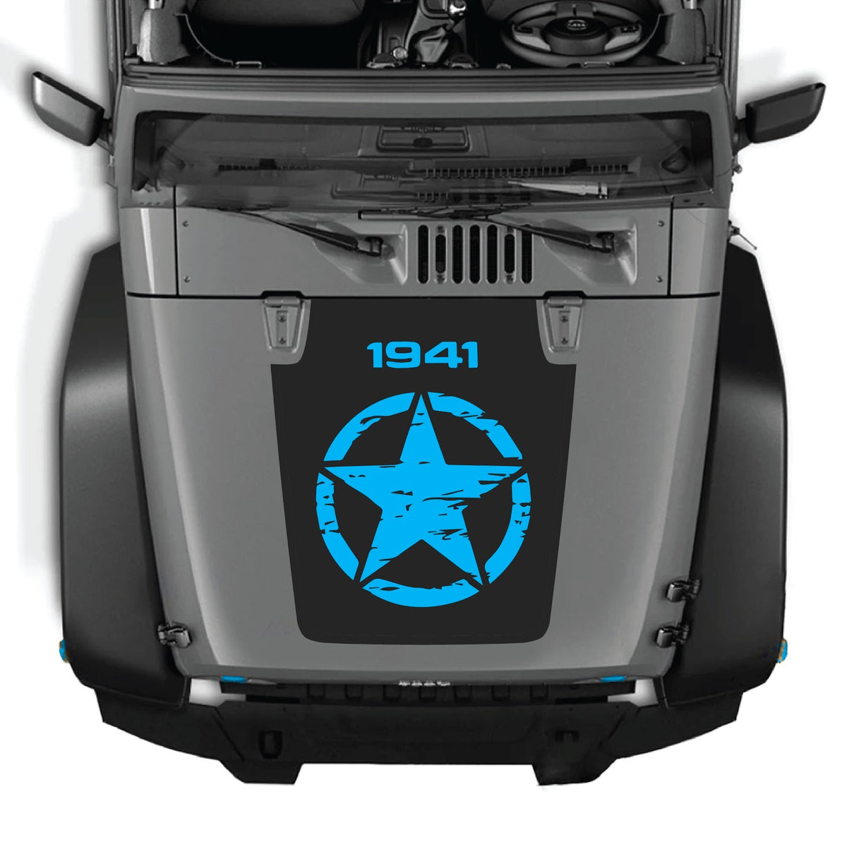 CarCode hood decal for Jeep Wrangler JK/JKU 2007-2018, Style #26, featuring bold graphic design on the vehicle's hood.