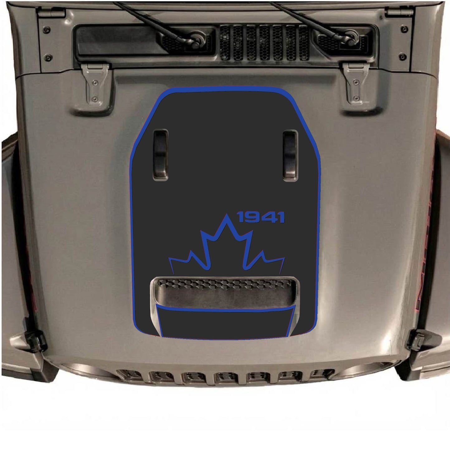 CarCode hood decal for Jeep Wrangler JL/JLU Rubicon 392 and JT Gladiator Mojave 2020-2026, style #17, showing bold graphic design.