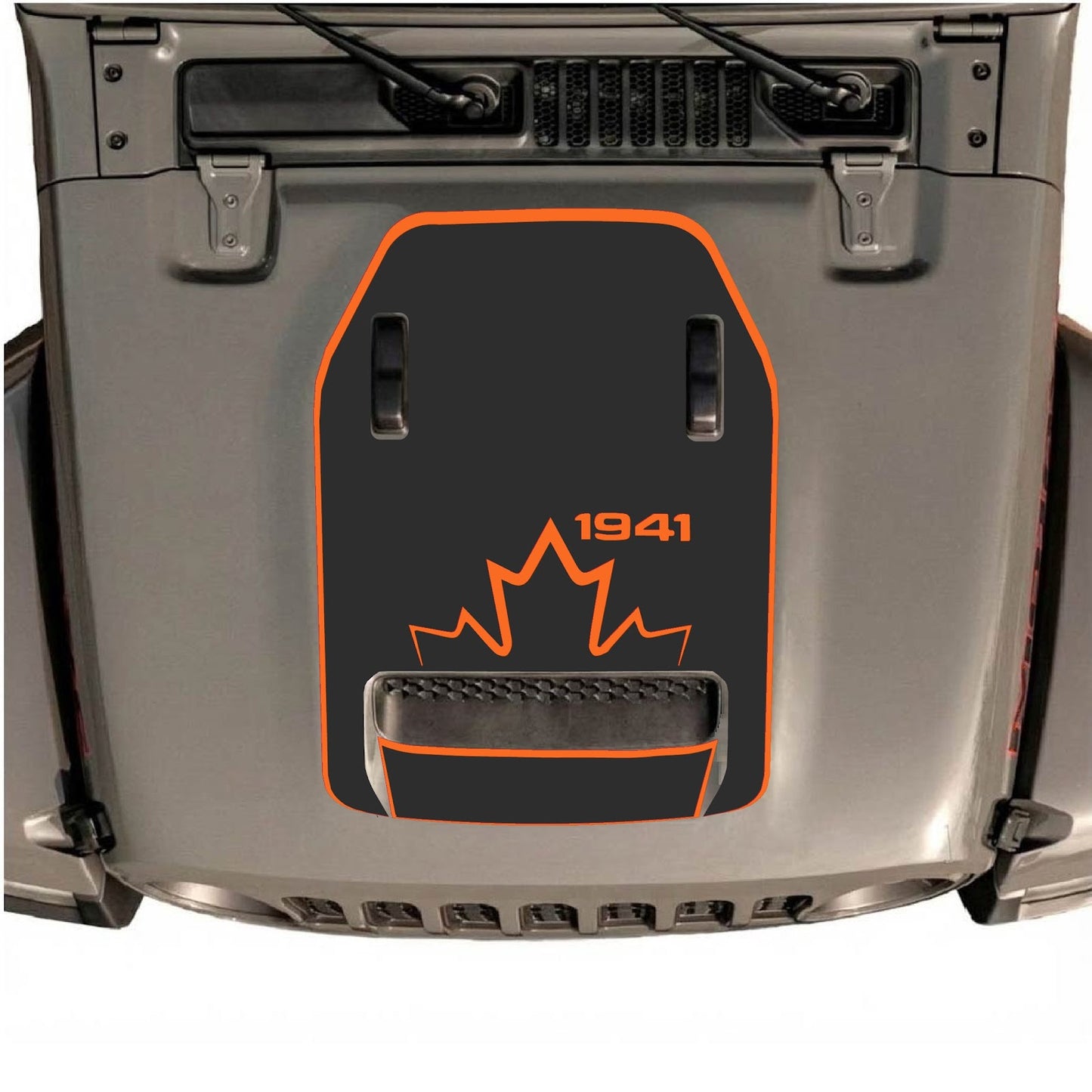 CarCode hood decal for Jeep Wrangler JL/JLU Rubicon 392 and JT Gladiator Mojave 2020-2026, style #17, shown on vehicle hood.