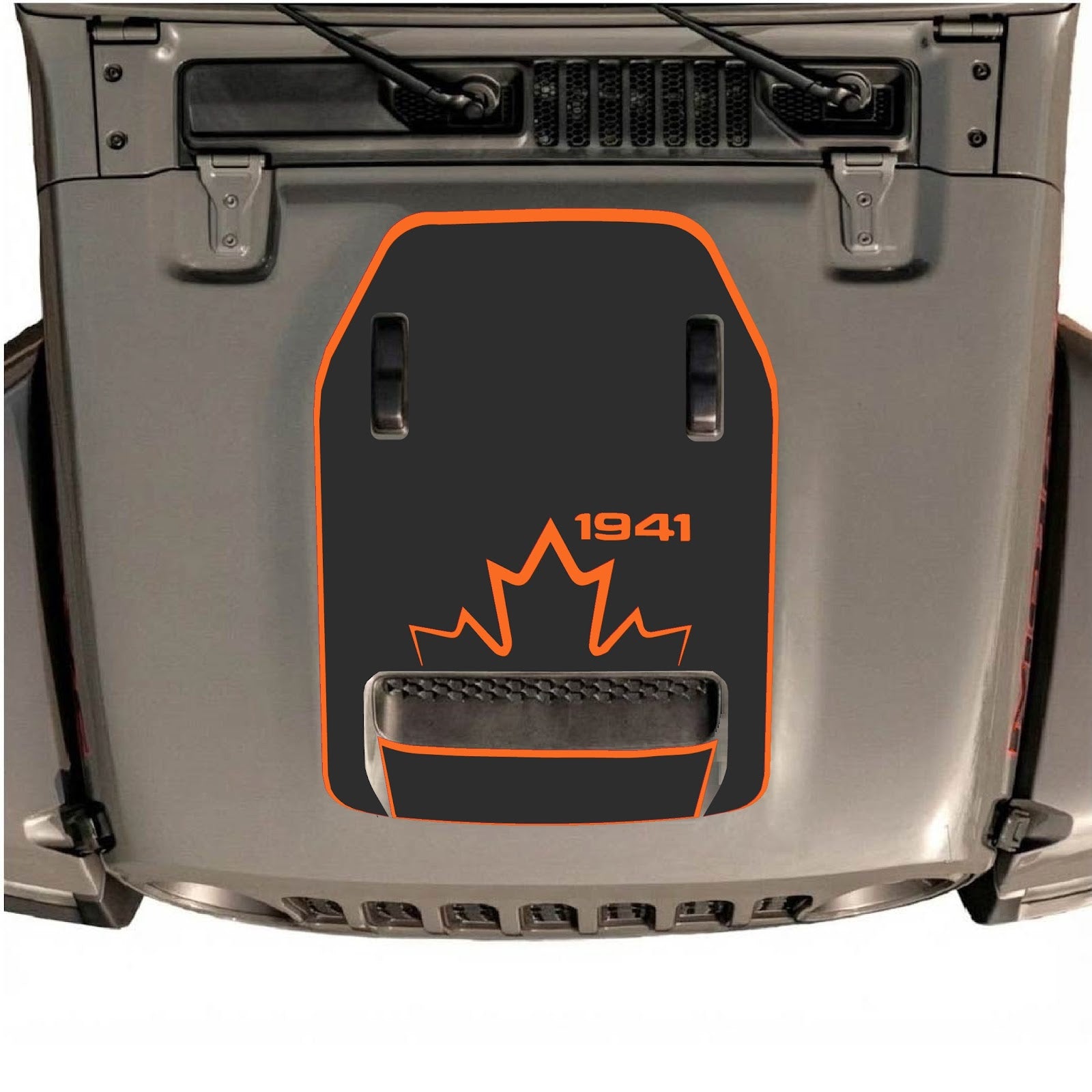 CarCode hood decal for Jeep Wrangler JL/JLU Rubicon 392 and JT Gladiator Mojave 2020-2026, style #17, shown on vehicle hood.
