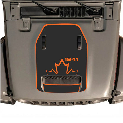 CarCode hood decal for Jeep Wrangler JL/JLU Rubicon 392 and JT Gladiator Mojave 2020-2026, style #17, shown on vehicle hood.