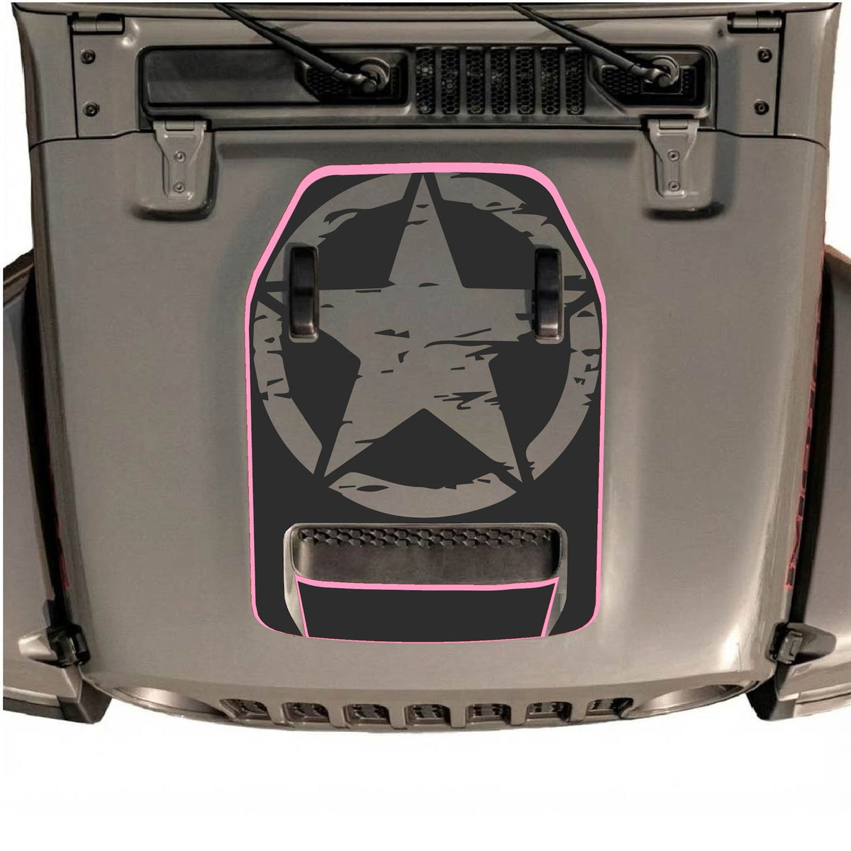 CarCode hood decal for Jeep Wrangler JL/JLU Rubicon 392 and JT Gladiator Mojave 2020-2026, style #86, shown on vehicle hood.