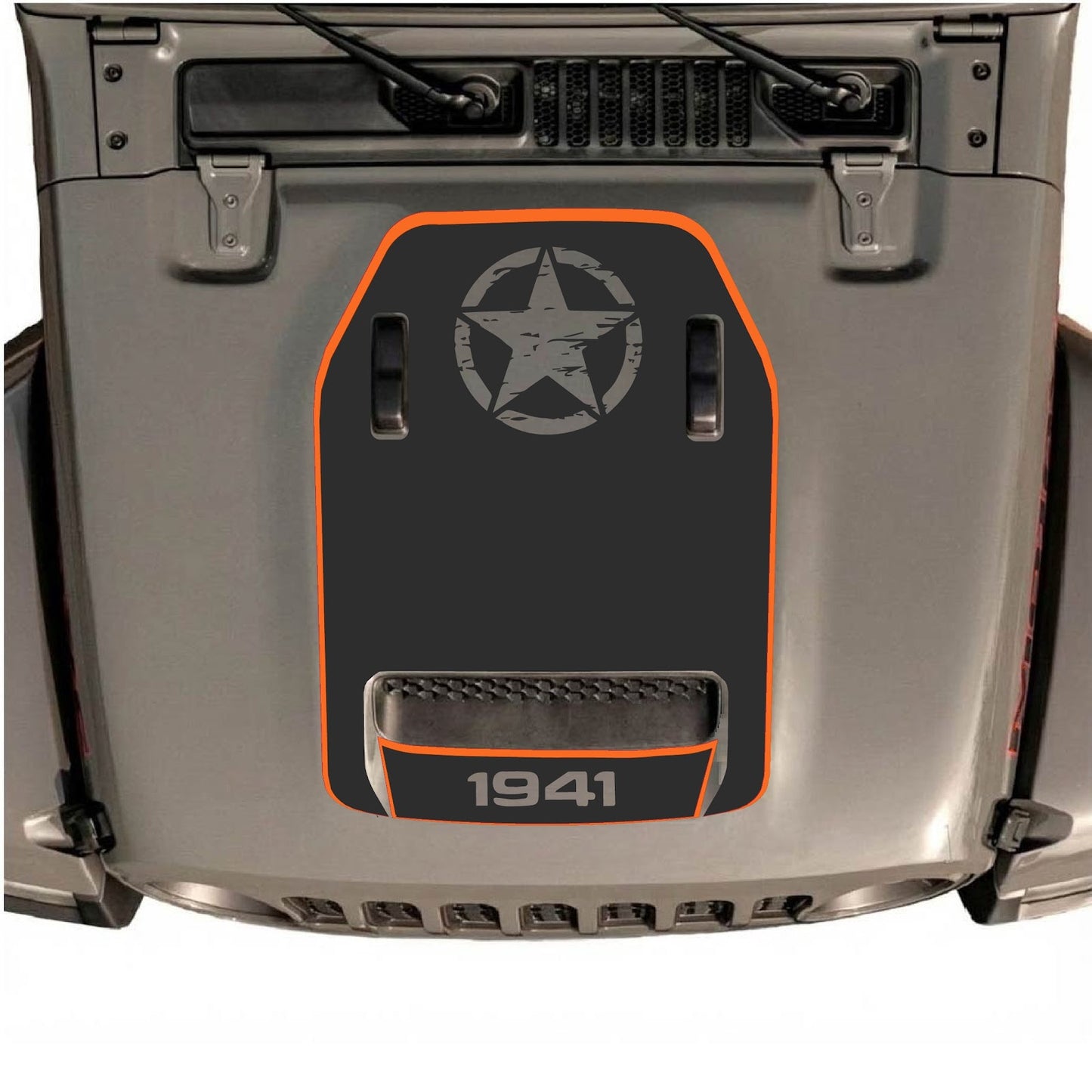 CarCode hood decal for Jeep Wrangler JL/JLU Rubicon 392 and JT Gladiator Mojave 2020-2026, style #88, with bold graphic design.