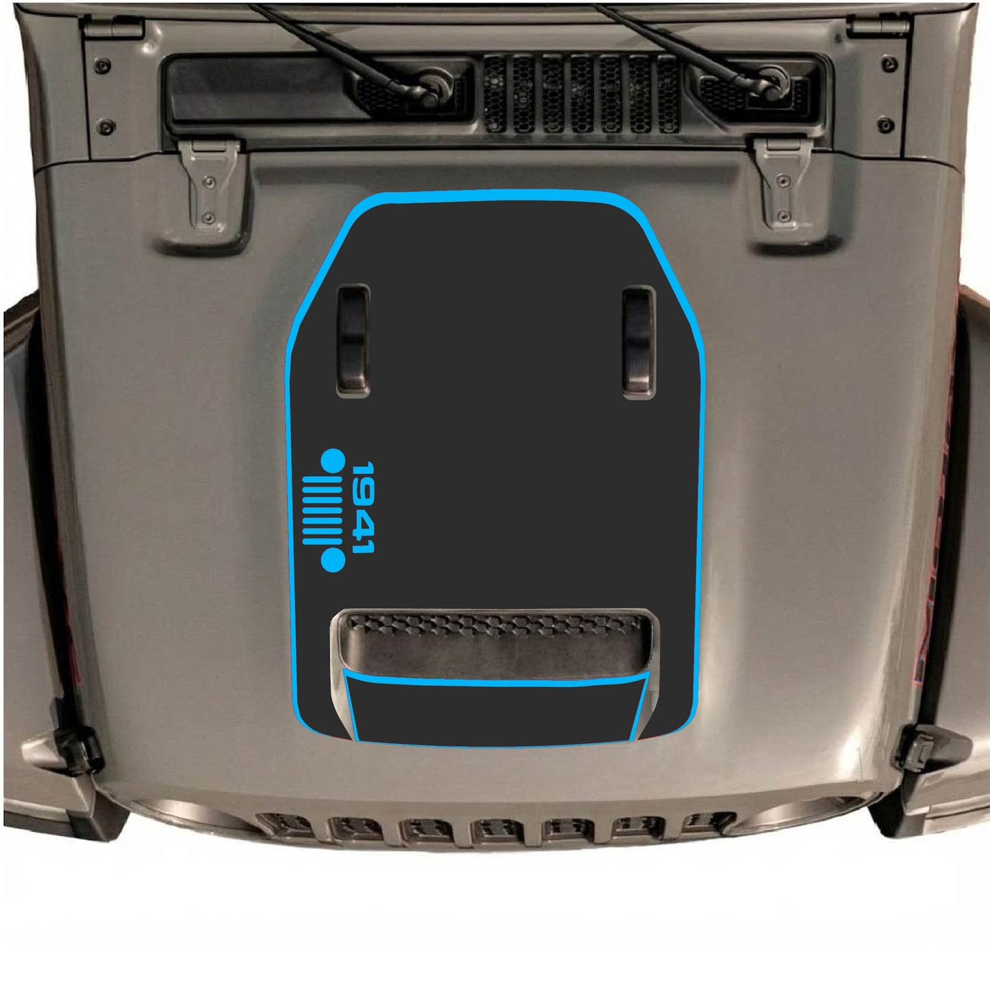Jeep Wrangler JL/JLU Rubicon 392 and Gladiator Mojave hood decal by CarCode, style #51, with bold design on vehicle hood
