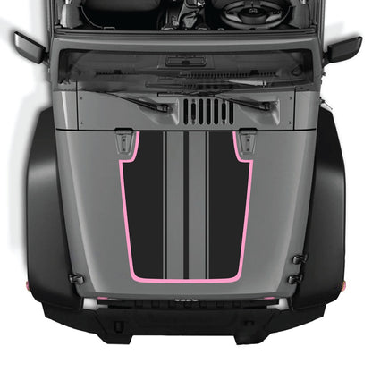 CarCode Jeep Wrangler JK/JKU hood decal, style #89, in black and white, applied to the vehicle's hood for custom styling.