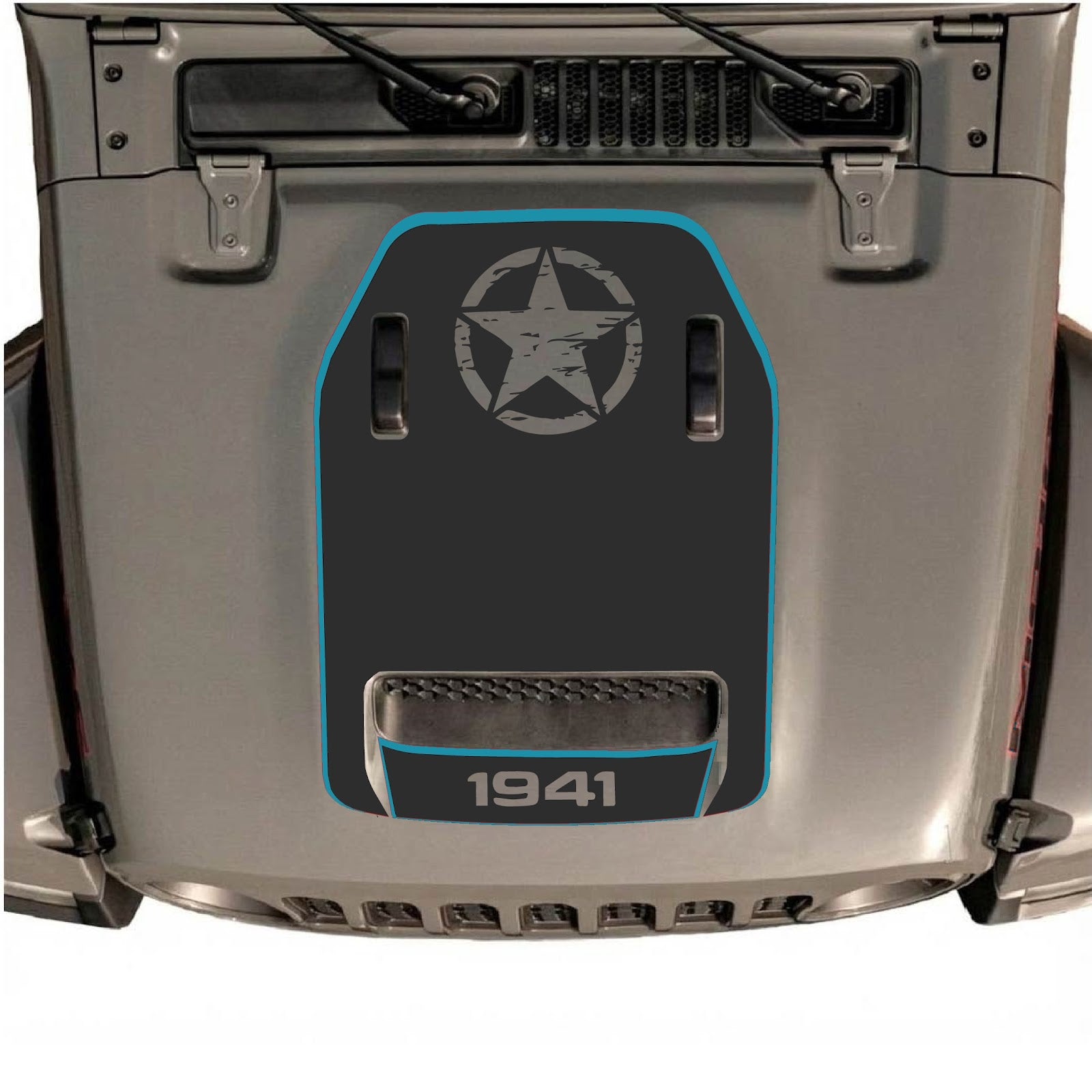 CarCode hood decal for Jeep Wrangler JL/JLU Rubicon 392 and JT Gladiator Mojave 2020-2026, style #88, applied on vehicle's hood.