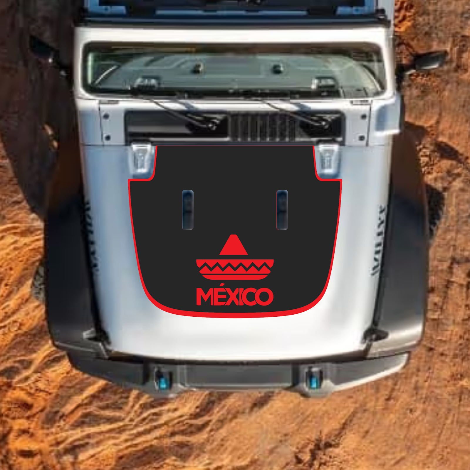 CarCode hood decal for Jeep Wrangler JL and Gladiator JT, stylish standard hood design for 2018+ models, black decal with bold graphics.