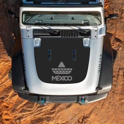CarCode hood decal for Jeep Wrangler JL, JLU, Gladiator JT 2018+ style, black and white graphic design on vehicle hood
