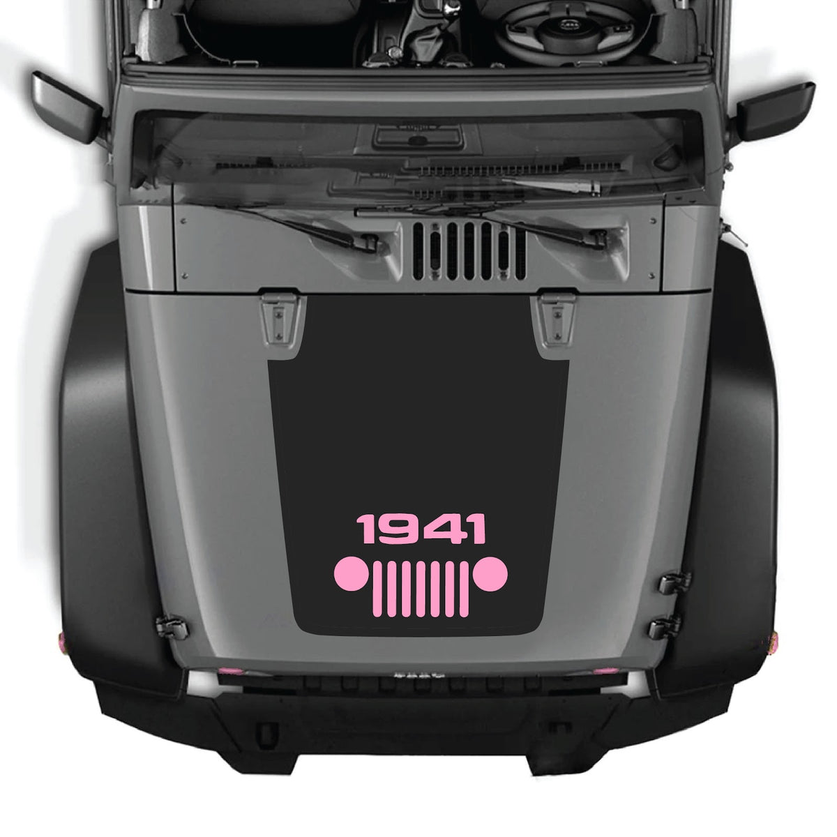 CarCode hood decal for Jeep Wrangler JK/JKU 2007-2018, Style #55, shown applied on vehicle's hood in the image.