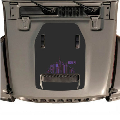 Autocollant de capot CarCode pour Jeep Wrangler JL/JLU Rubicon 392 et JT Gladiator Mojave 2020-2026, style n°14, motif graphique noir sur le capot