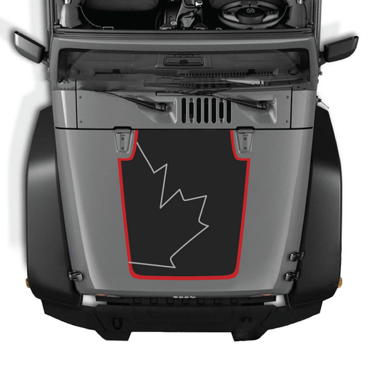 CarCode Jeep Wrangler JK/JKU hood decal in style #69, black vinyl graphic for 2007-2018 models, shown on vehicle hood.