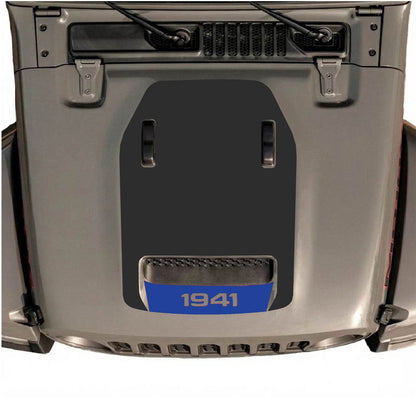 CarCode Jeep Wrangler JL/JLU Rubicon 392 and JT Gladiator Mojave hood decal, stylish graphic design on vehicle hood.