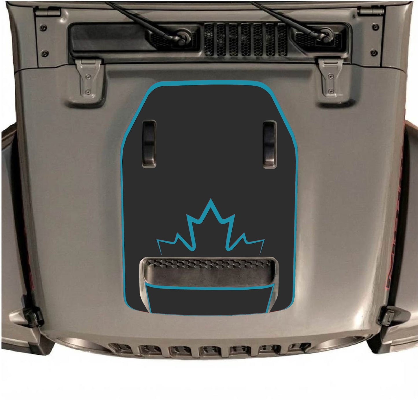 CarCode hood decal for Jeep Wrangler JL/JLU Rubicon 392 and JT Gladiator Mojave 2020-2026, style #19, shown on vehicle hood.