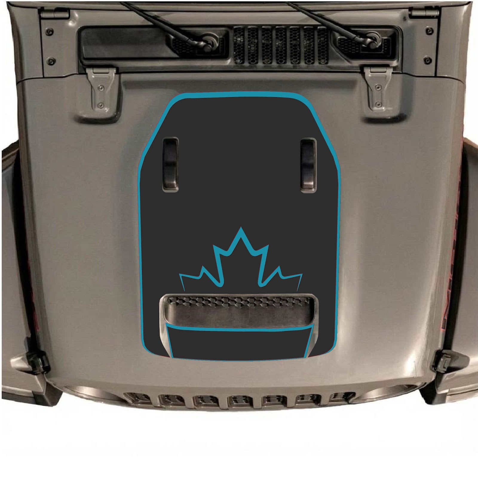 CarCode hood decal for Jeep Wrangler JL/JLU Rubicon 392 and JT Gladiator Mojave 2020-2026, style #19, shown on vehicle hood.