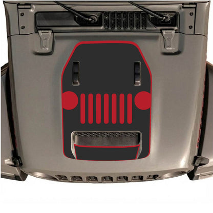 CarCode Jeep Wrangler JL/JLU Rubicon 392 and Gladiator Mojave hood decal in Style #03, black and gray design on vehicle hood