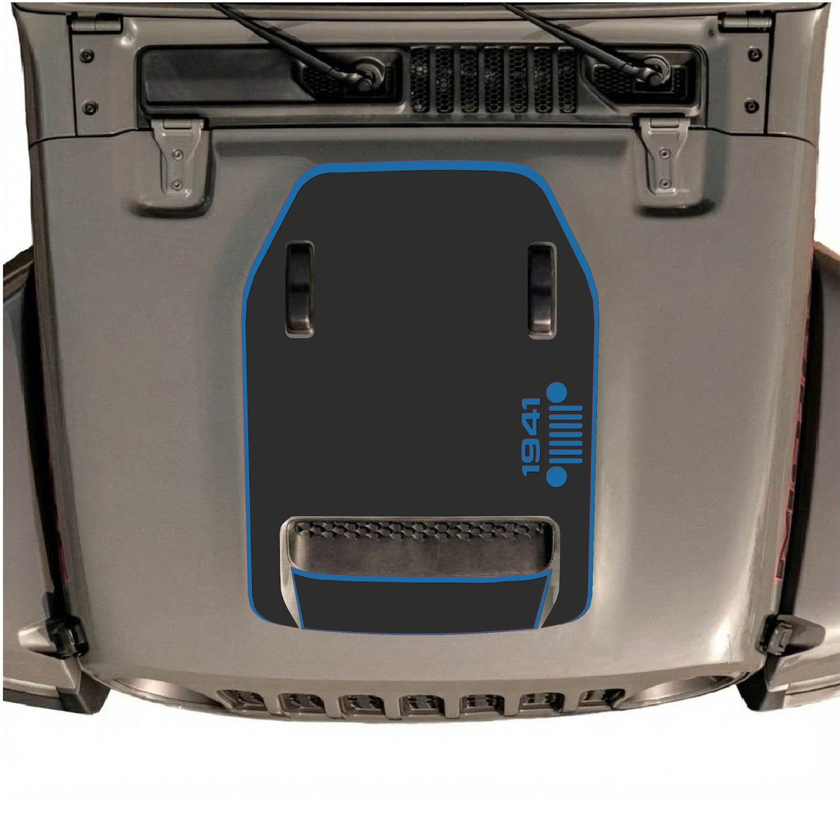 CarCode hood decal for Jeep Wrangler JL/JLU Rubicon 392 and JT Gladiator Mojave 2020-2026, style #55, shown on vehicle hood.