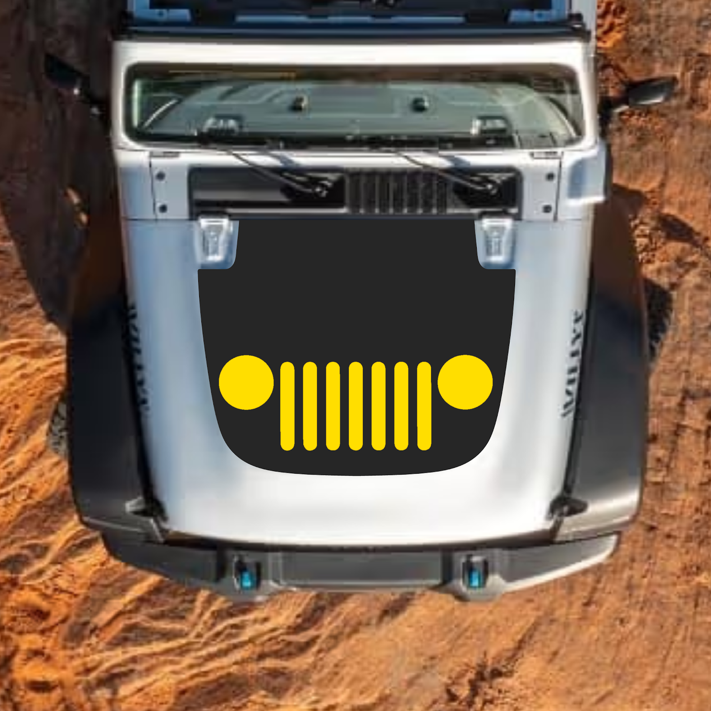 CarCode Jeep Wrangler JL and Gladiator JT hood decal, stylish #32 design on standard hood for 2018+ models.