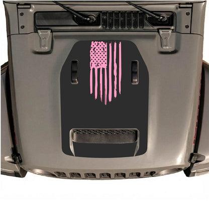 Jeep Wrangler JL/JLU Rubicon 392 and JT Gladiator Mojave hood decal by CarCode, style #32, black and gray design on vehicle hood