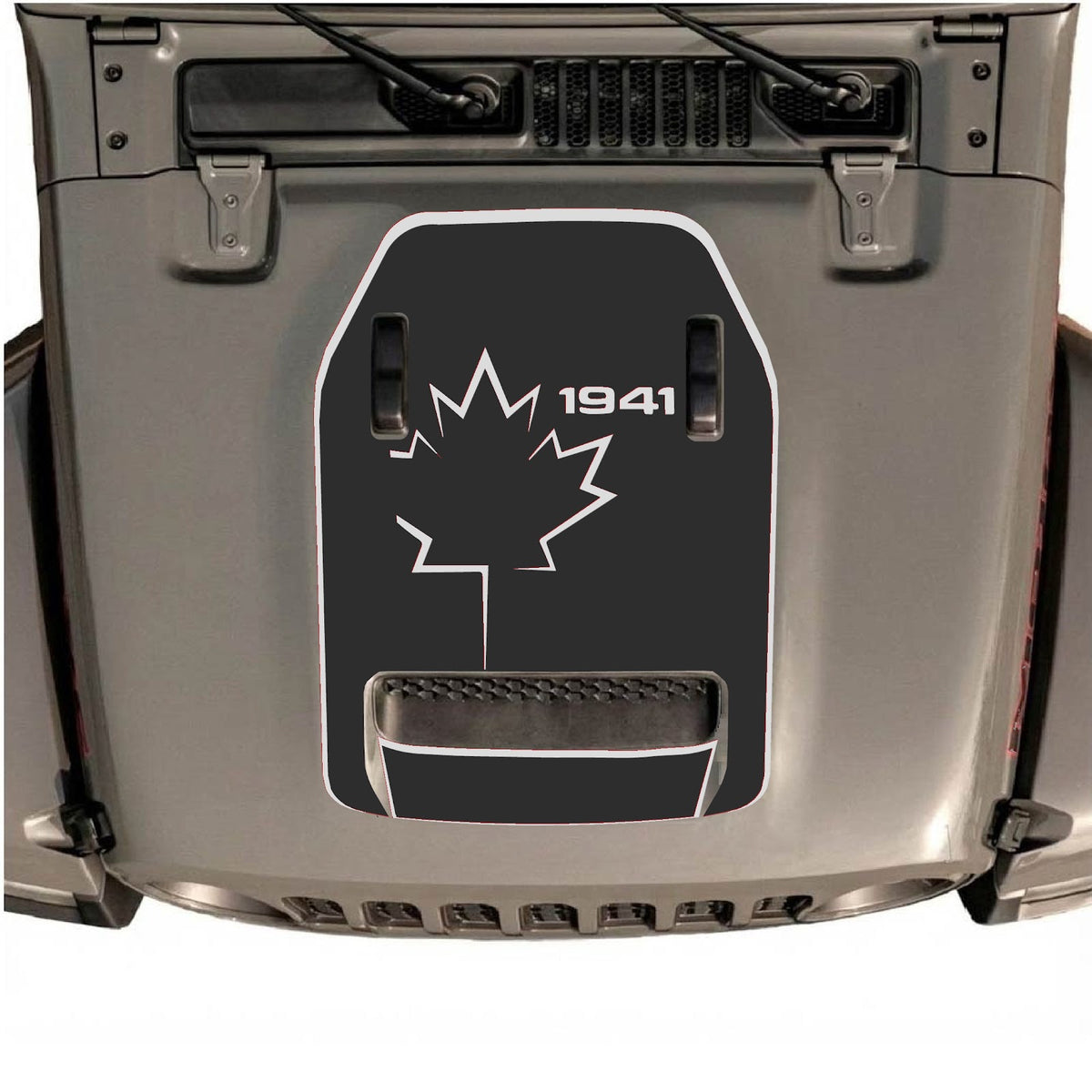CarCode Jeep Wrangler JL/JLU Rubicon 392 autocollant de capot Style #21, avec un design graphique audacieux sur le capot du véhicule.