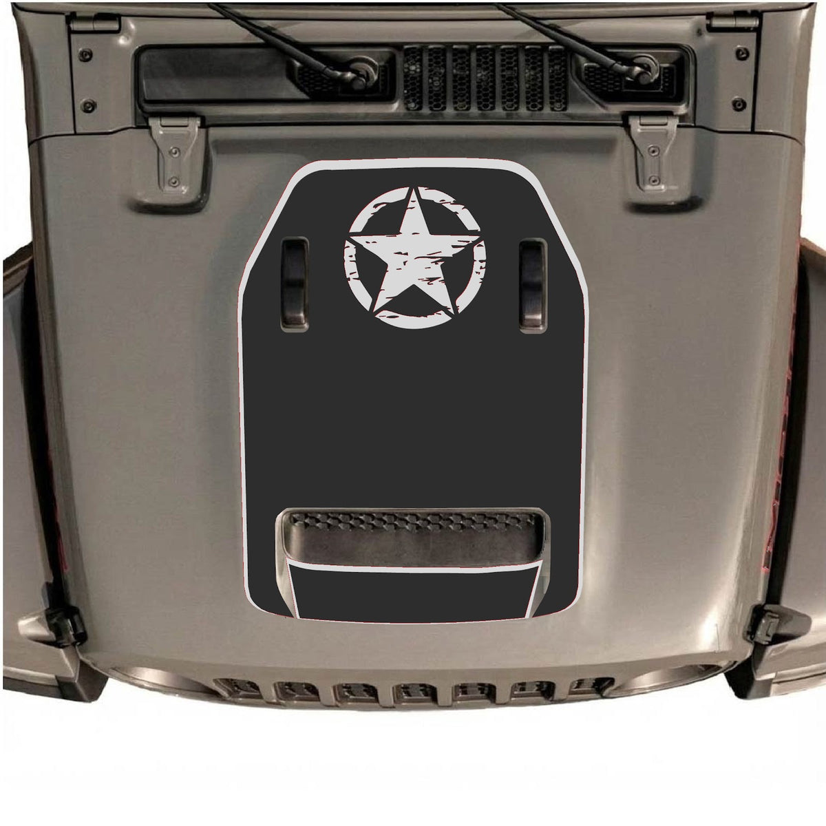 CarCode hood decal for Jeep Wrangler JL/JLU Rubicon 392 and JT Gladiator Mojave, style #41, featuring bold graphic design on the hood.