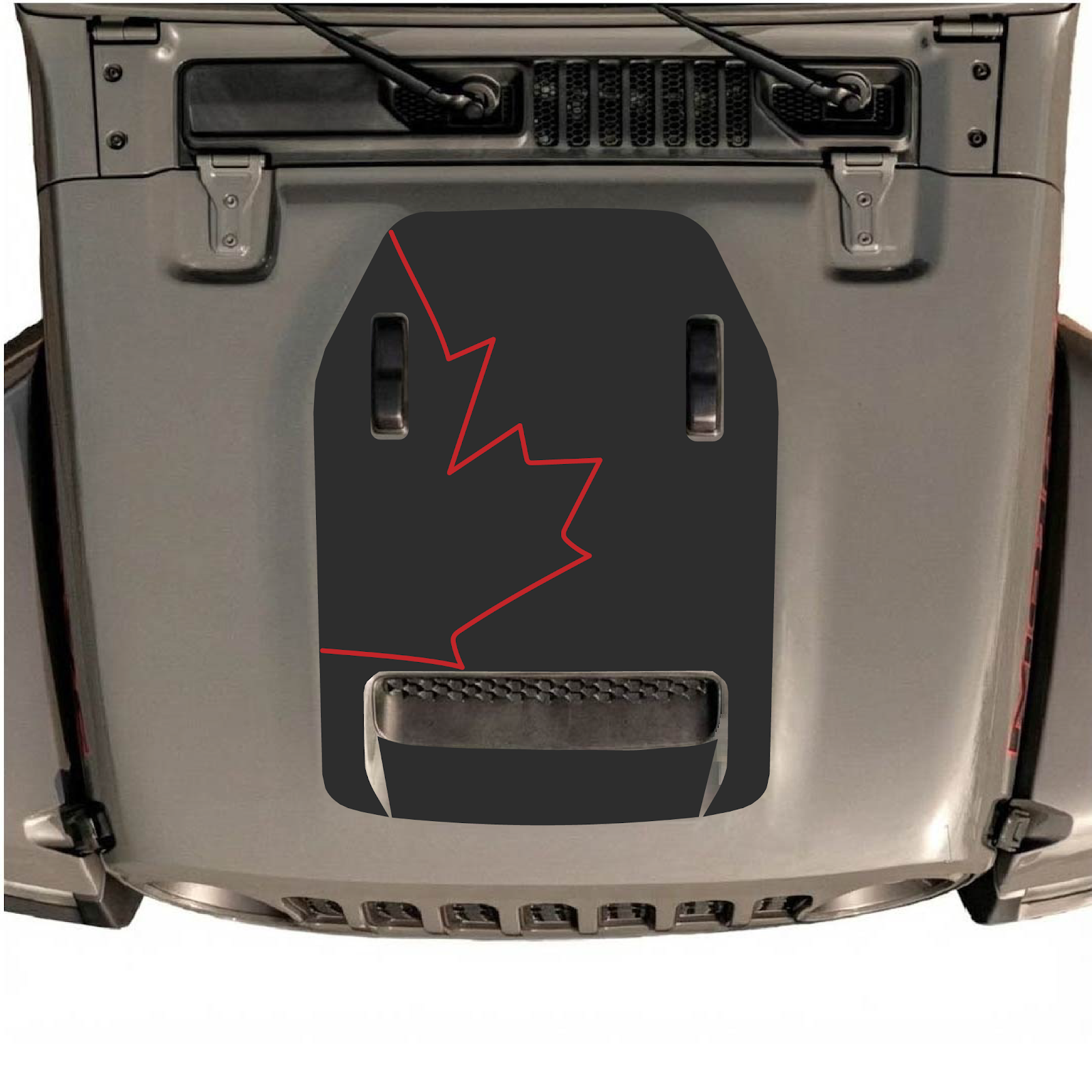 Jeep Wrangler JL/JLU Rubicon 392 or JT Gladiator Mojave hood decal in style #28, featuring bold black graphic design.